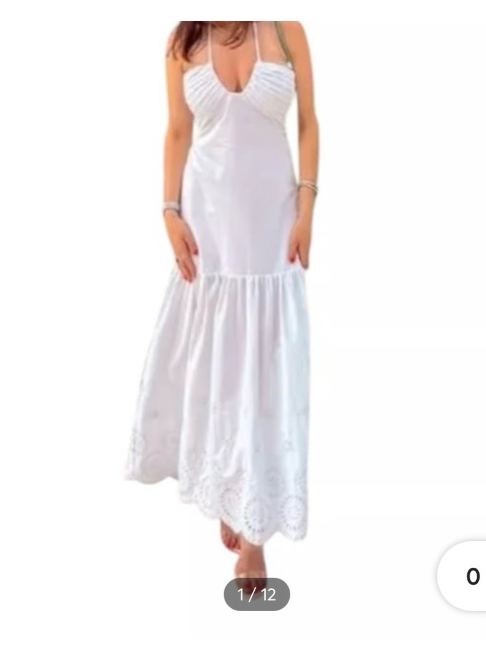 Jason Wu White Halter Eyelet Maxi Dress